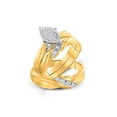 thumbnail image 1 of FB Jewels 10kt Yellow Gold His Hers Round Diamond Cluster Matching Bridal Wedding Ring Band Set 1/10 Cttw, 1 of 1