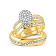 thumbnail image 1 of FB Jewels 10kt Yellow Gold His Hers Round Diamond Cluster Matching Bridal Wedding Ring Band Set 1/2 Cttw, 1 of 1