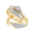 thumbnail image 1 of FB Jewels 10kt Yellow Gold His & Hers Round Diamond Cluster Matching Bridal Wedding Ring Band Set 1/2 Cttw, 1 of 1