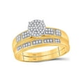 thumbnail image 1 of FB Jewels 10kt Yellow Gold His Hers Round Diamond Cluster Matching Bridal Wedding Ring Band Set 1/3 Cttw, 1 of 3