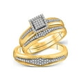 thumbnail image 1 of FB Jewels 10kt Yellow Gold His Hers Round Diamond Cluster Matching Wedding Set 1/3 Cttw Size 8, 1 of 3