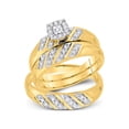 thumbnail image 1 of FB Jewels 10kt Yellow Gold His & Hers Round Diamond Solitaire Matching Bridal Wedding Ring Band Set 1/4 Cttw, 1 of 3