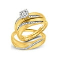 thumbnail image 1 of FB Jewels 10kt Yellow Gold His & Hers Round Diamond Solitaire Matching Bridal Wedding Ring Band Set 1/5 Cttw, 1 of 4