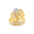 thumbnail image 1 of FB Jewels 10kt Yellow Gold His & Hers Round Diamond Solitaire Matching Bridal Wedding Ring Band Set 3/8 Cttw, 1 of 1