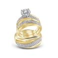 thumbnail image 1 of FB Jewels 10kt Yellow Gold His Hers Round Diamond Solitaire Matching Wedding Set 1/2 Cttw Size 9, 1 of 4