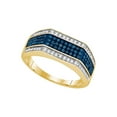 thumbnail image 1 of FB Jewels 10kt Yellow Gold Mens Round Blue Color Enhanced Diamond Band Ring 3/4 Cttw Size 9, 1 of 1
