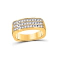 thumbnail image 1 of FB Jewels 10kt Yellow Gold Mens Round Diamond 3-Row Band Ring 1/2 Cttw, 1 of 3
