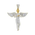 thumbnail image 1 of FB Jewels 10kt Yellow Gold Mens Round Diamond Angel Wings Cherub Charm Pendant 1.00 Cttw In Pave Setting (I2-I3 clarity; J-K color), 1 of 1