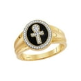 thumbnail image 1 of FB Jewels 10kt Yellow Gold Mens Round Diamond Ankh Cross Fashion Ring 1/6 Cttw, 1 of 1