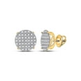 thumbnail image 1 of FB Jewels 10kt Yellow Gold Mens Round Diamond Circle Cluster Earrings 1/4 Cttw, 1 of 1