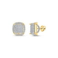 thumbnail image 1 of FB Jewels 10kt Yellow Gold Mens Round Diamond Circle Cluster Earrings 3/8 Cttw, 1 of 1