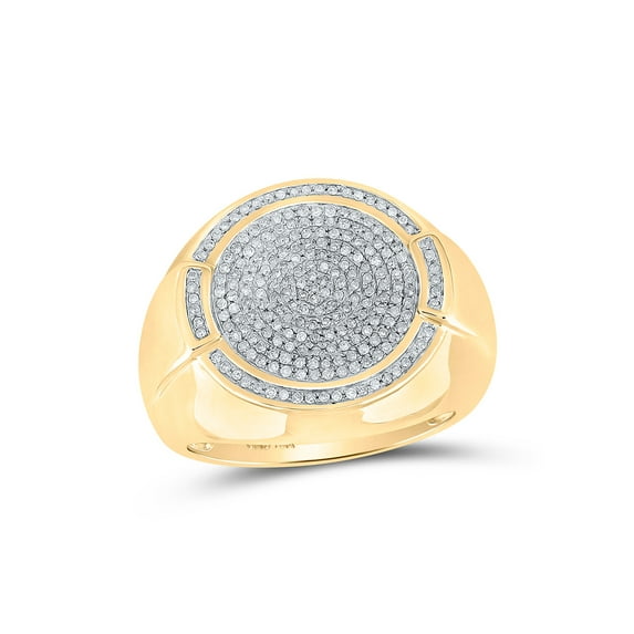 FB Jewels 10kt Yellow Gold Mens Round Diamond Circle Cluster Ring 5/8 Cttw Size 9.5