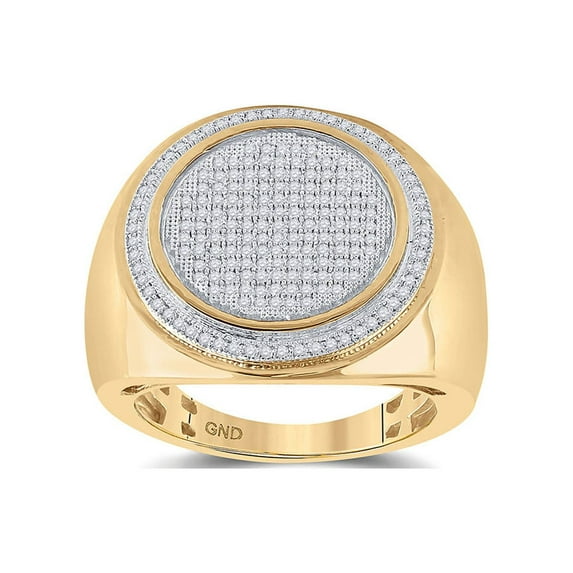 FB Jewels 10kt Yellow Gold Mens Round Diamond Circle Frame Cluster Ring 1/2 Cttw Size 8