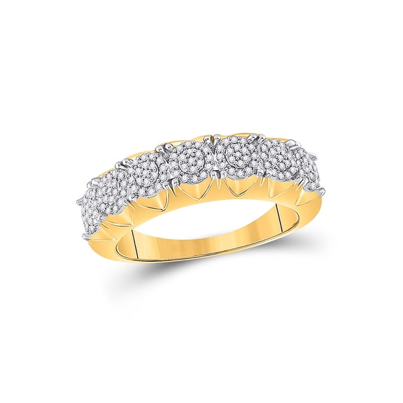 FB Jewels 10kt Yellow Gold Mens Round Diamond Cluster Band Ring 1/3 Cttw
