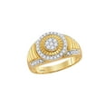 thumbnail image 1 of FB Jewels 10kt Yellow Gold Mens Round Diamond Cluster Concentric Circle Ribbed Ring 3/4 Cttw, 1 of 1