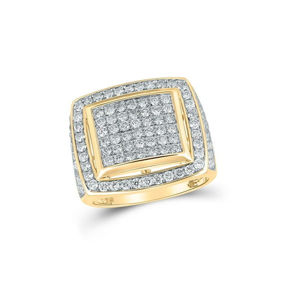 FB Jewels 10kt Yellow Gold Mens Round Diamond Cluster Ring 3.00 Cttw