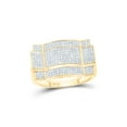 thumbnail image 1 of FB Jewels 10kt Yellow Gold Mens Round Diamond Contoured Rectangle Cluster Ring 1/2 Cttw, 1 of 1