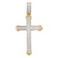 thumbnail image 1 of FB Jewels 10kt Yellow Gold Mens Round Diamond Cross Charm Pendant 1/4 Cttw, 1 of 1