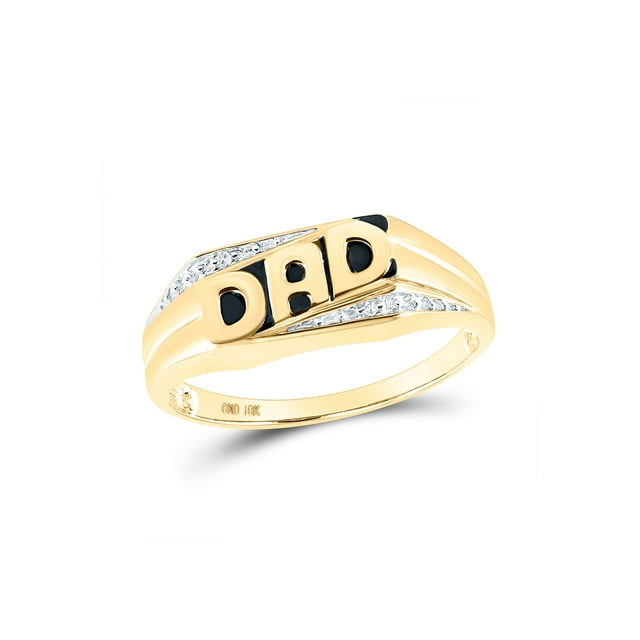FB Jewels 10kt Yellow Gold Mens Round Diamond Dad Father Ring .01 Cttw Size 11