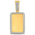thumbnail image 1 of FB Jewels 10kt Yellow Gold Mens Round Diamond Dog Tag Picture Memory Pendant 3/4 Cttw, 1 of 1