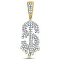 thumbnail image 1 of FB Jewels 10kt Yellow Gold Mens Round Diamond Dollar-Sign Charm Pendant 3/8 Cttw, 1 of 2