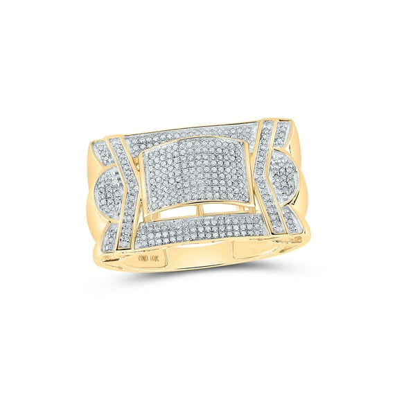 FB Jewels 10kt Yellow Gold Mens Round Diamond Domed Cluster Ring 5/8 Cttw