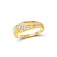thumbnail image 1 of FB Jewels 10kt Yellow Gold Mens Round Diamond Double Row Slender Wedding Band 1/8 Cttw Size 11.5, 1 of 3