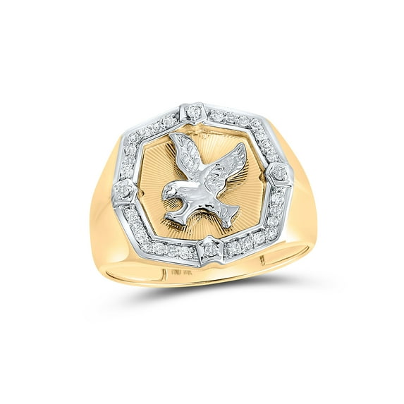 FB Jewels 10kt Yellow Gold Mens Round Diamond Eagle Cluster Ring 1/4 Cttw Size 9