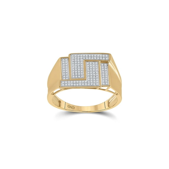 FB Jewels 10kt Yellow Gold Mens Round Diamond Geometric Cluster Ring 1/4 Cttw Size 9