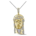 thumbnail image 1 of FB Jewels 10kt Yellow Gold Mens Round Diamond Jesus Christ Messiah Charm Pendant 1-5/8 Cttw, 1 of 1