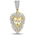 thumbnail image 1 of FB Jewels 10kt Yellow Gold Mens Round Diamond Lion Head Charm Pendant 1-1/3 Cttw, 1 of 2