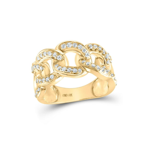 FB Jewels 10kt Yellow Gold Mens Round Diamond Miami Cuban Band Ring 1.00 Cttw