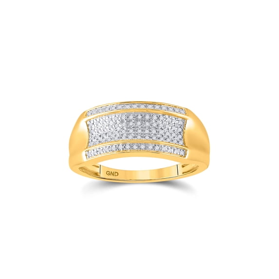FB Jewels 10kt Yellow Gold Mens Round Diamond Pave Band Ring 1/6 Cttw