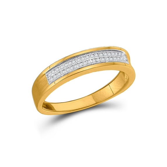 FB Jewels 10kt Yellow Gold Mens Round Diamond Pave Band Ring 1/8 Cttw