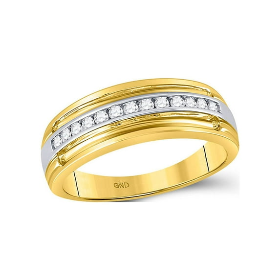 FB Jewels 10kt Yellow Gold Mens Round Diamond Single Row Band Ring 1/4 Cttw