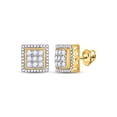 thumbnail image 1 of FB Jewels 10kt Yellow Gold Mens Round Diamond Square Cluster Earrings 3/4 Cttw, 1 of 1