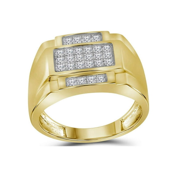 FB Jewels 10kt Yellow Gold Mens Round Diamond Square Cluster Ring 1/2 Cttw Size 8