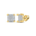 thumbnail image 1 of FB Jewels 10kt Yellow Gold Mens Round Diamond Square Cluster Stud Earrings 1/6 Cttw In Pave Setting (I3 clarity; J-K color), 1 of 1