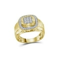 thumbnail image 1 of FB Jewels 10kt Yellow Gold Mens Round Diamond Square Frame Cluster Ribbed Ring 3/4 Cttw, 1 of 2