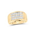 thumbnail image 1 of FB Jewels 10kt Yellow Gold Mens Round Diamond Triple Row Band Ring 1/2 Cttw, 1 of 1