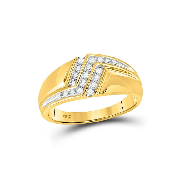 FB Jewels 10kt Yellow Gold Mens Round Diamond Triple Row Polished Band Ring 1/4 Cttw