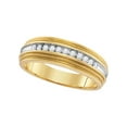 thumbnail image 1 of FB Jewels 10kt Yellow Gold Mens Round Diamond Two-tone Milgrain Wedding Anniversary Band Ring 1/4 Cttw Size 9, 1 of 1