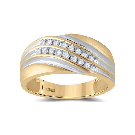 FB Jewels 10kt Yellow Gold Mens Round Diamond Wedding Band Ring 1/4 Cttw Size 8