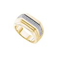 thumbnail image 1 of FB Jewels 10kt Yellow Gold Mens Round Pave-set Diamond Ridged Flat Band Ring 1/3 Cttw, 1 of 1
