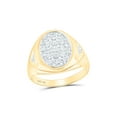 thumbnail image 1 of FB Jewels 10kt Yellow Gold Mens Round Prong-set Diamond Oval Cluster Ring 1/4 Cttw, 1 of 2