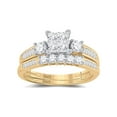 thumbnail image 1 of FB Jewels 10kt Yellow Gold Princess Diamond Bridal Wedding Ring Band Set 1 Cttw Size 8.5, 1 of 4
