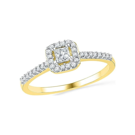 FB Jewels 10kt Yellow Gold Princess Diamond Solitaire Bridal Wedding Engagement Ring 1/4 Cttw Size 5