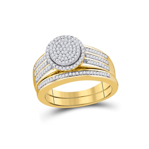 FB Jewels 10kt Yellow Gold Round Diamond Bridal Wedding Ring Band Set 3/8 Cttw