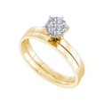 thumbnail image 1 of FB Jewels 10kt Yellow Gold Round Diamond Cluster Bridal Wedding Ring Band Set 1/6 Cttw Size 8, 1 of 1