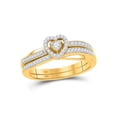 thumbnail image 1 of FB Jewels 10kt Yellow Gold Round Diamond Heart Bridal Wedding Ring Band Set 1/4 Cttw Size 6, 1 of 1
